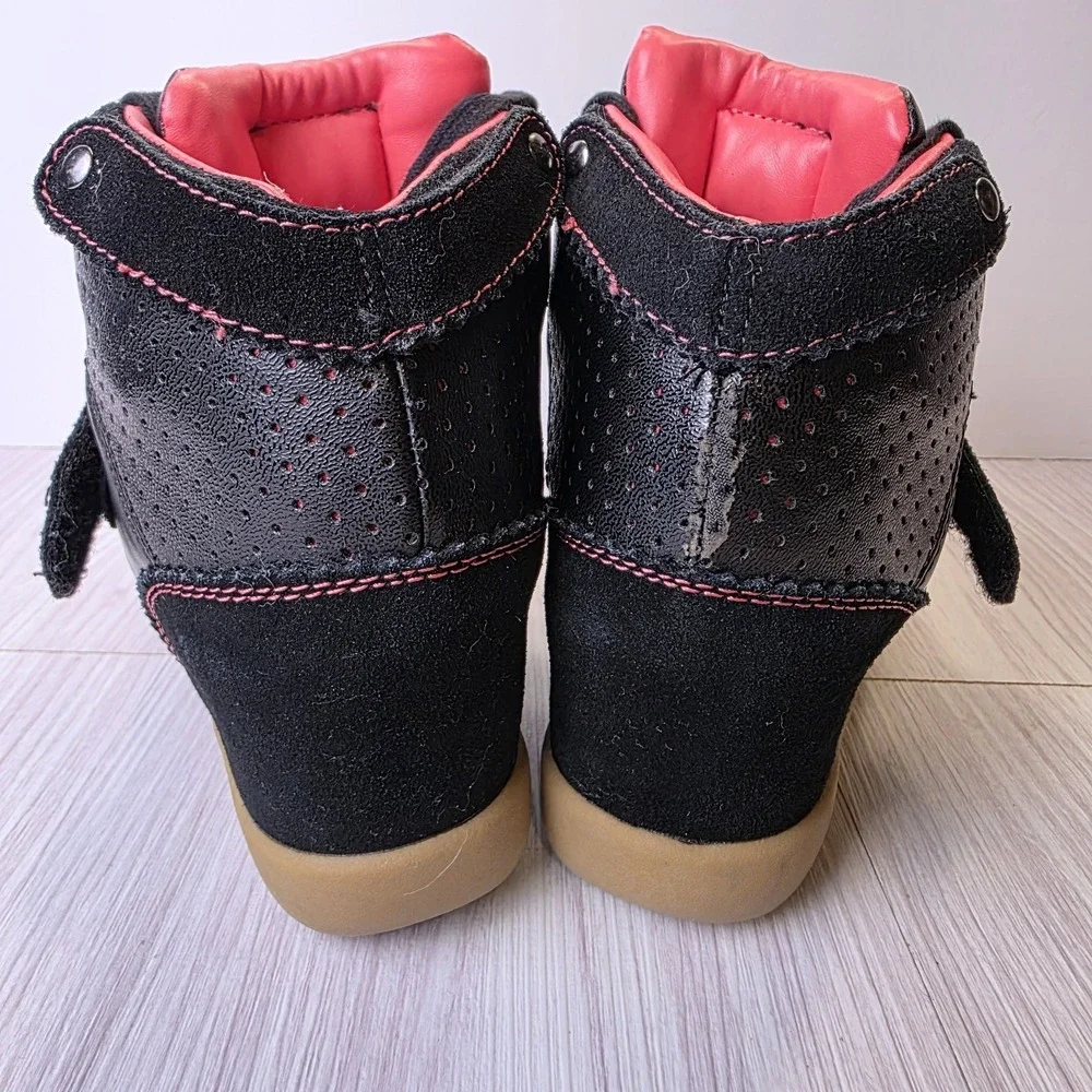 Love Pastry Dutchess Pie Women's High Top Wedge Sneakers Size 6 Black Pink Hip